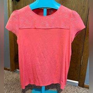 Women's Elle Coral Short Sleeve Top - Size Large